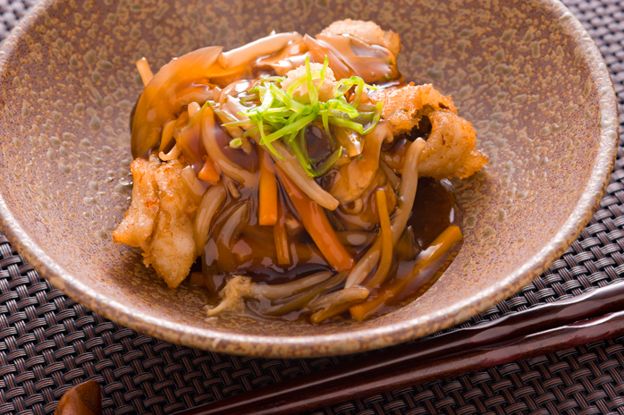 揚げ赤カレイの野菜あんかけ